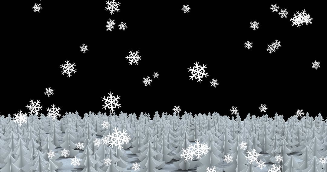 Snowfall Over Winter Forest Scene with Falling Snowflakes