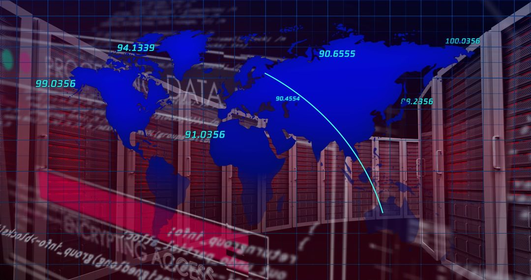 Global Data Communication and Network Servers Illustration