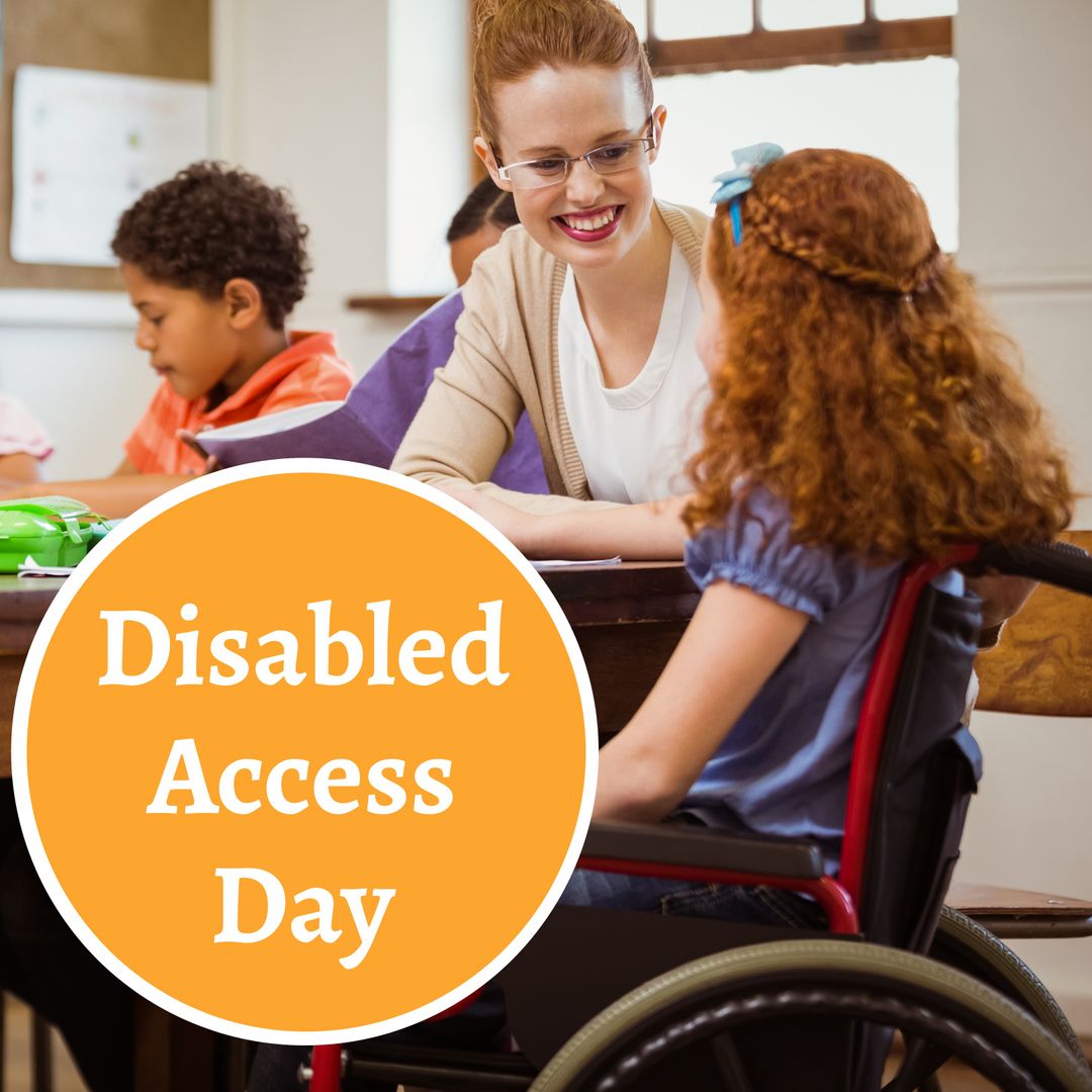Inclusive Classroom with Smiling Teacher and Child in Wheelchair