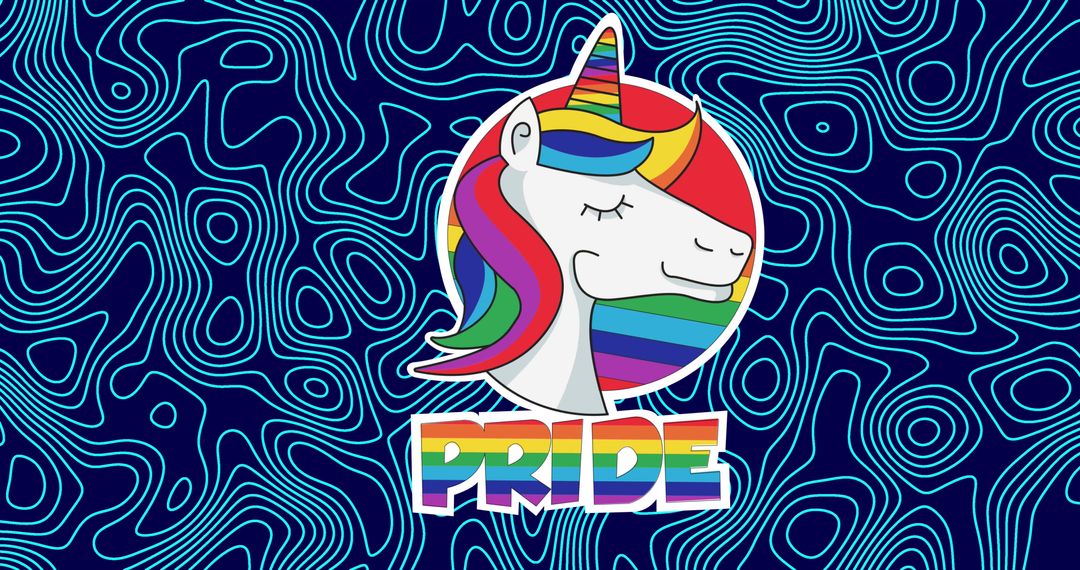 Retro Pride Unicorn with Rainbow Colors