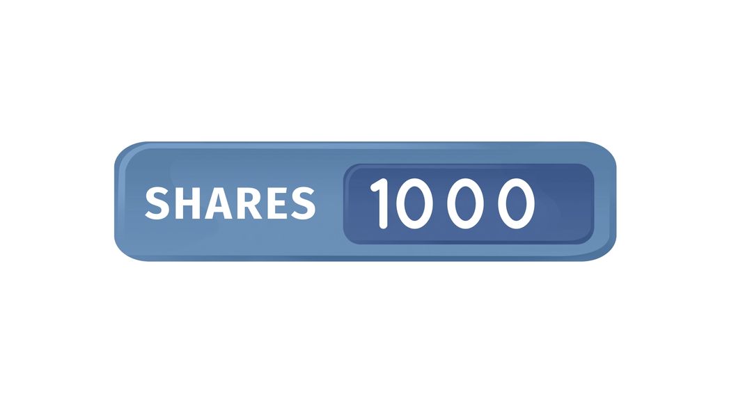 Button Representing 1000 Social Media Shares on White