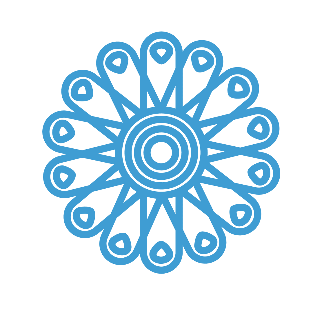 Blue Abstract Floral Shape on Transparent Background