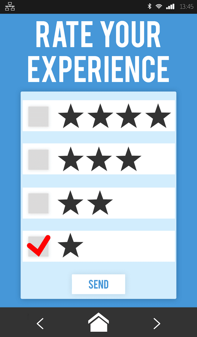 Transparent Digital Rating Board with Star Ratings and Check Mark