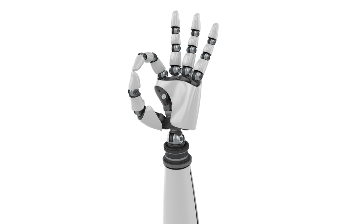 Transparent Shiny Robotic Hand Making OK Sign on White Background - Download Free Stock Images Pikwizard.com