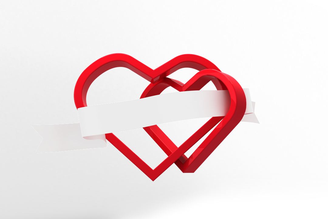 Red Hearts Illustration with Ribbon Against Transparent Background - Download Free Stock Images Pikwizard.com