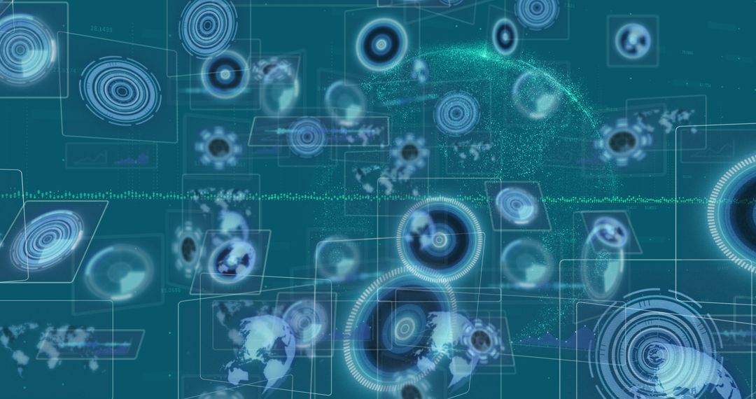 Futuristic Digital Data Visualization with Global Network