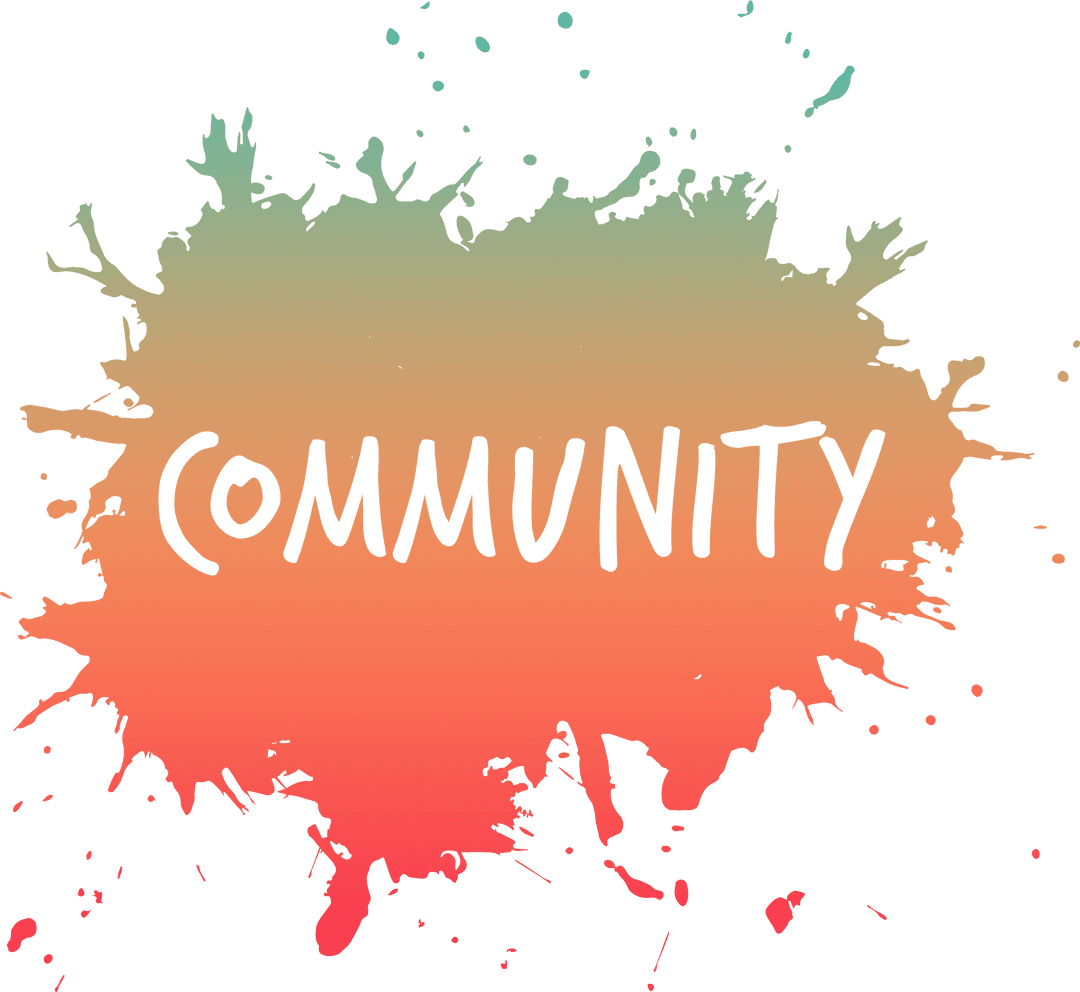 Transparent Illustrated Community Text Splash on Gradient