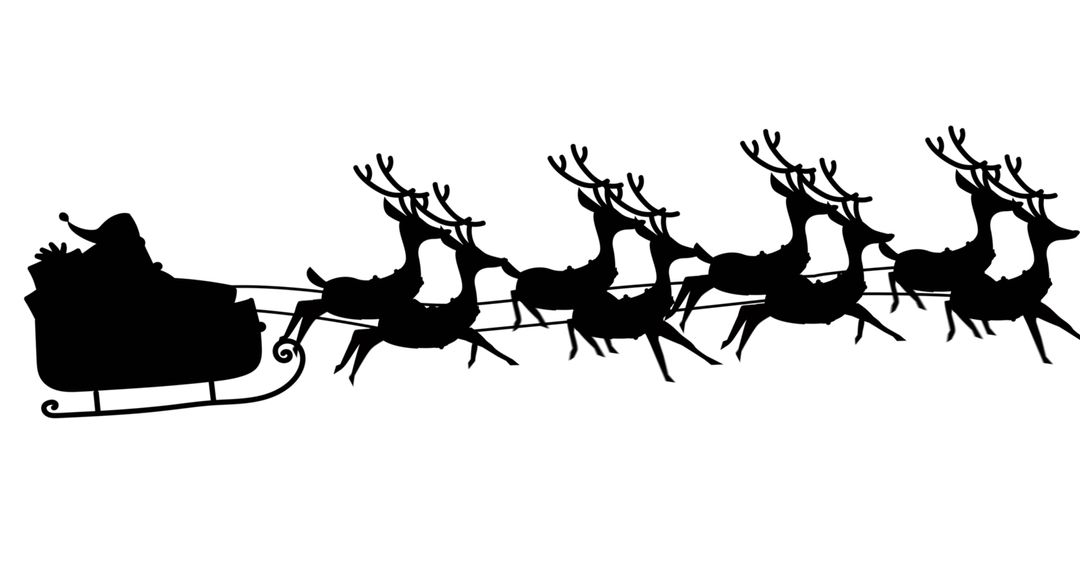 Santa's Sleigh and Reindeers Silhouette Illustration - Free Images, Stock Photos and Pictures on Pikwizard.com