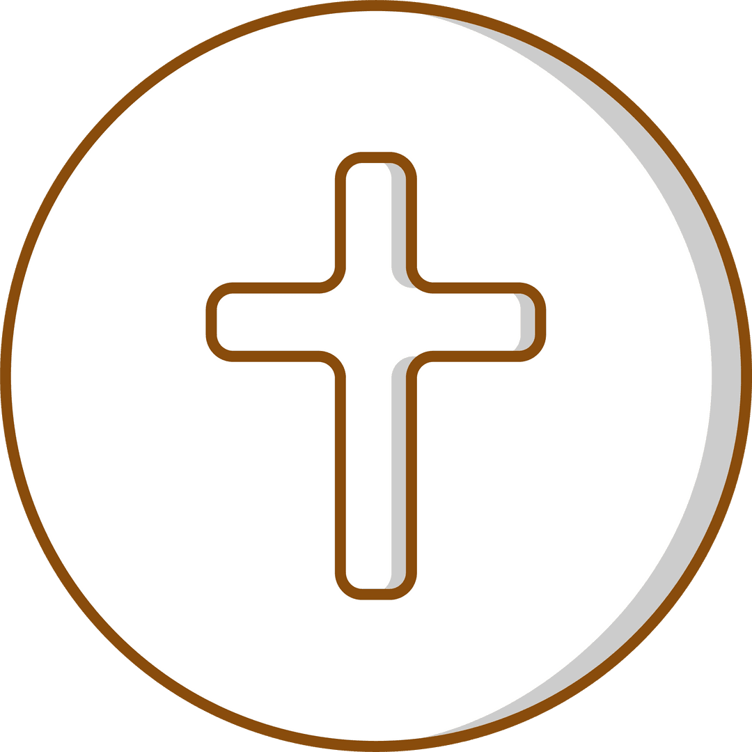 Flat Brown-Outlined Plus Symbol Icon on Transparent Circle