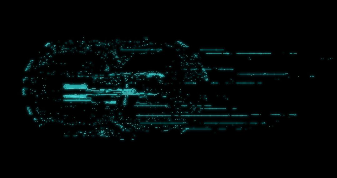 Digital Green Padlock Symbol with Data Vectors on Black Background