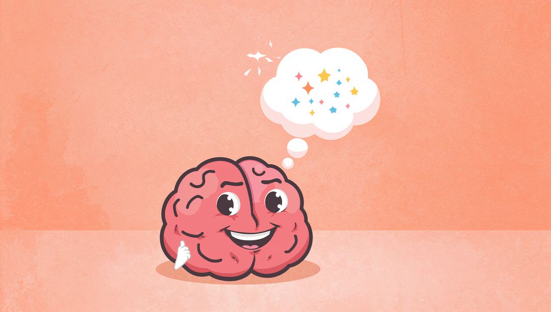 Playful Cartoon Brain Sparkling with Innovative Ideas