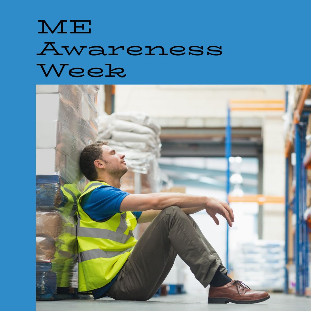 Exhausted Worker Highlighting ME Awareness in Warehouse
