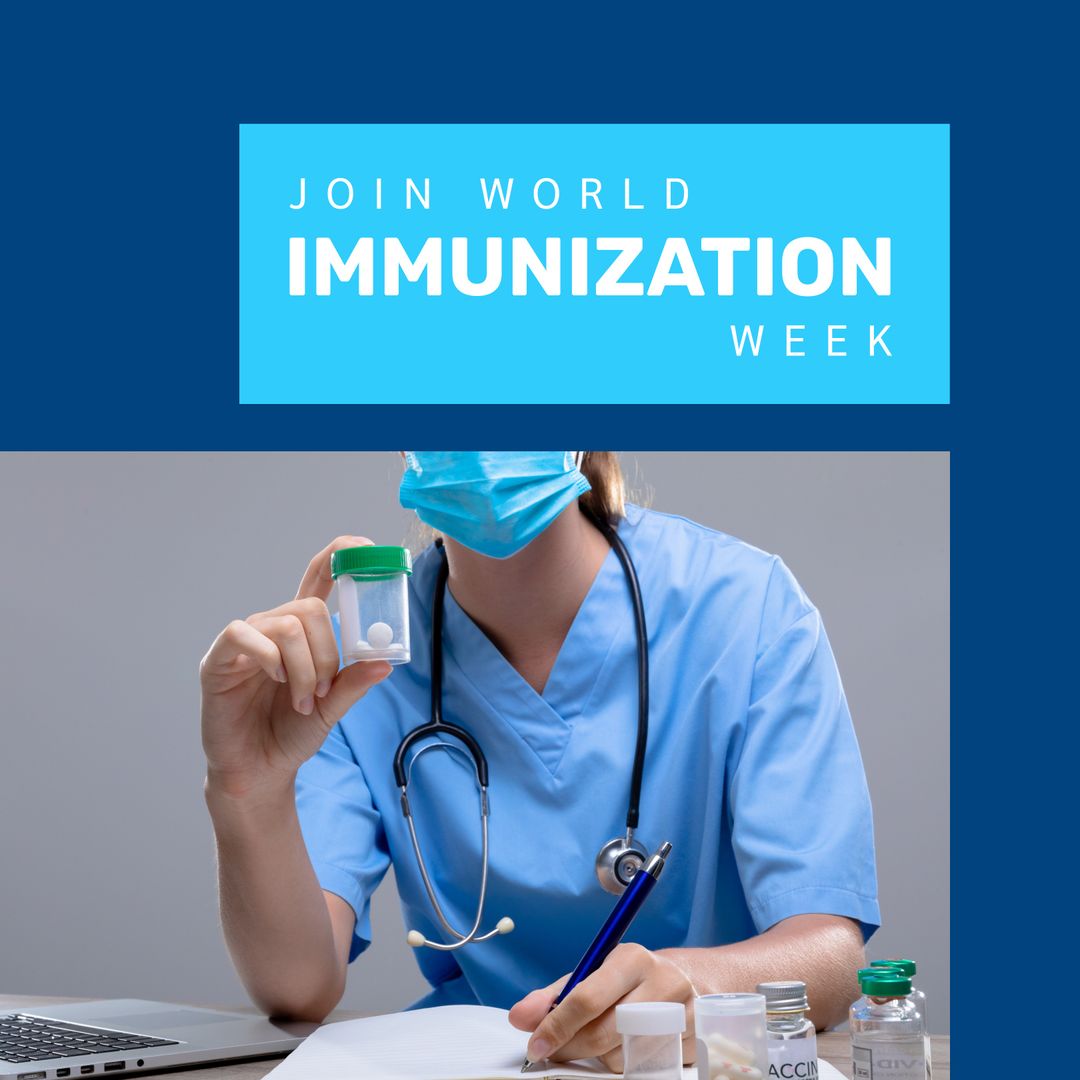 Healthcare Professional Promoting World Immunization Week Campaign