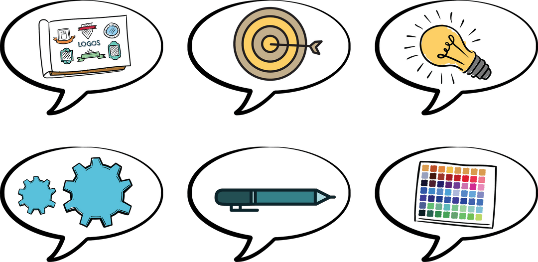 Creative Design Icons on Transparent Background for Vision Brainstorming