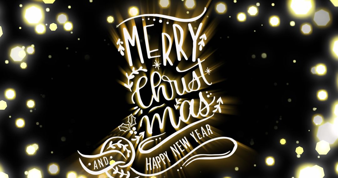 Festive Merry Christmas and New Year Greeting with Sparkling Lights