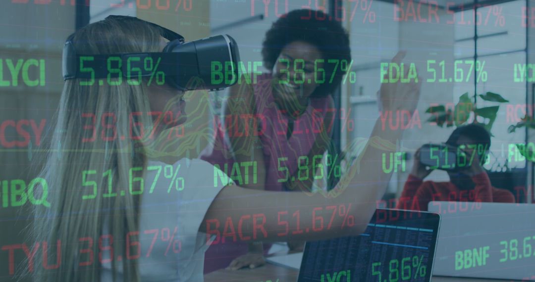 Diverse Team Collaborating in Virtual Reality Start-Up Office