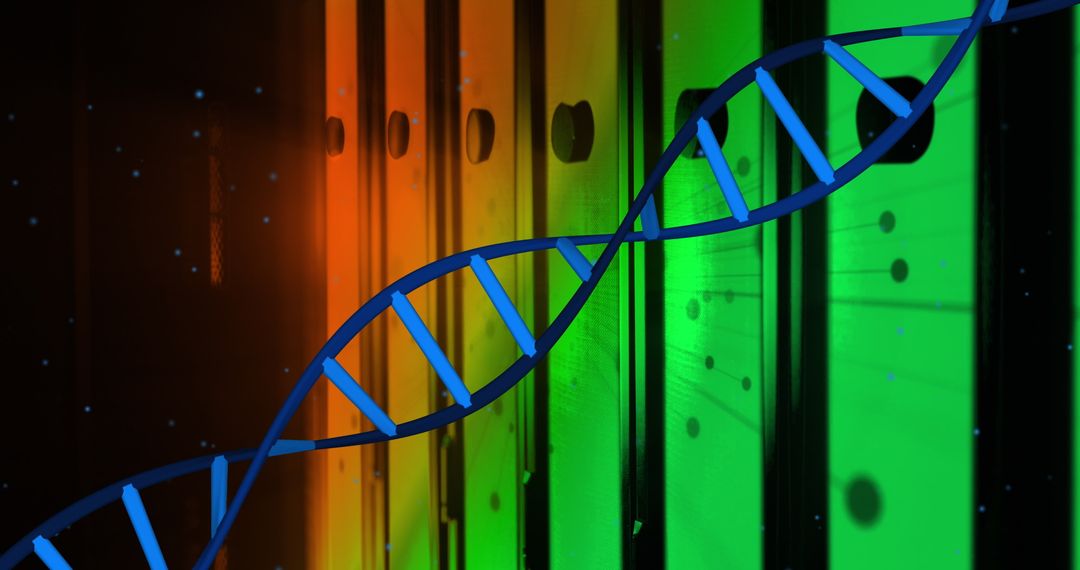 DNA Strand Overlay on Data Servers for Biotechnology Concept