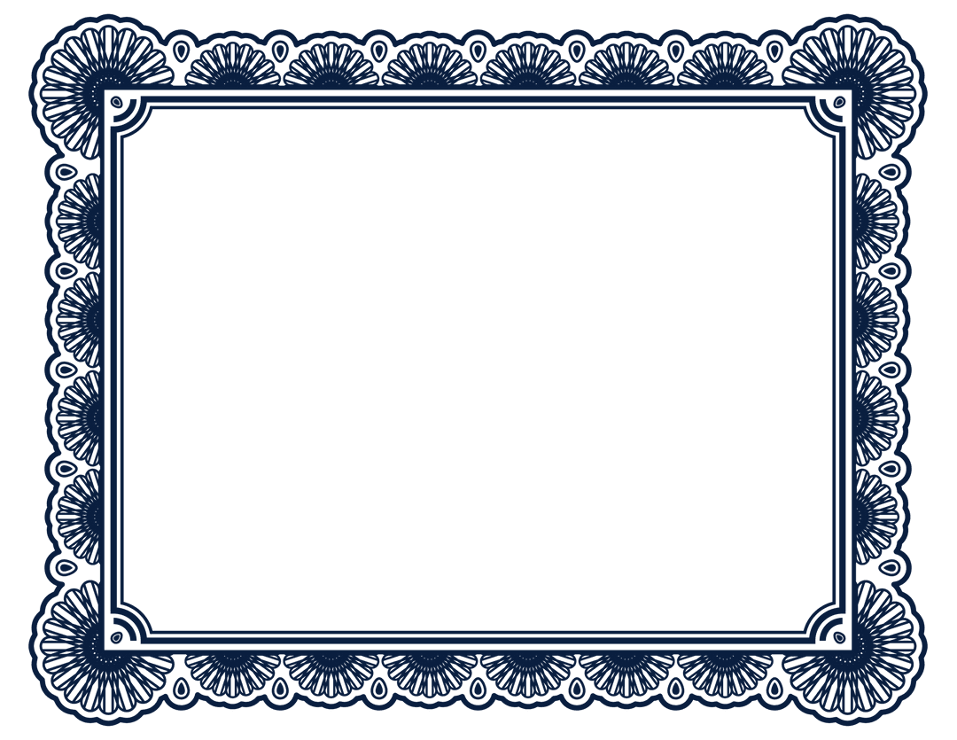 Ornate Blue Frame with Elegant Detailing on Transparent Background