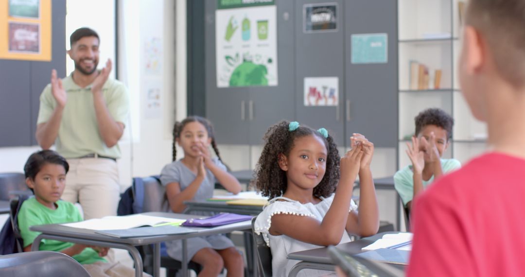 Teacher Engages Enthusiastically with Classroom Activity
