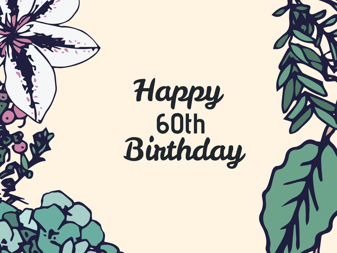 Elegant Floral Background with Happy 60th Birthday Message - Download Free Stock Templates Pikwizard.com