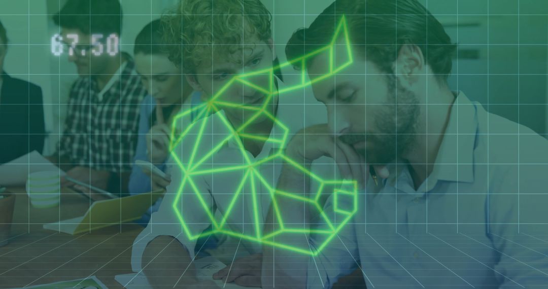 Innovative Teamwork with Digital Technology and Data Analysis Display