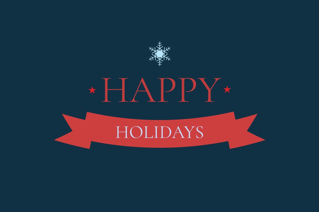 Minimalist Happy Holidays Text with Snowflake Design