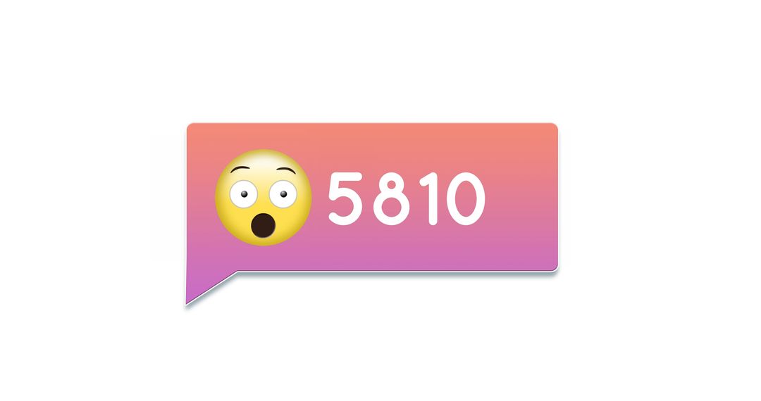 Surprised Emoticon with Number in Gradient Chat Box