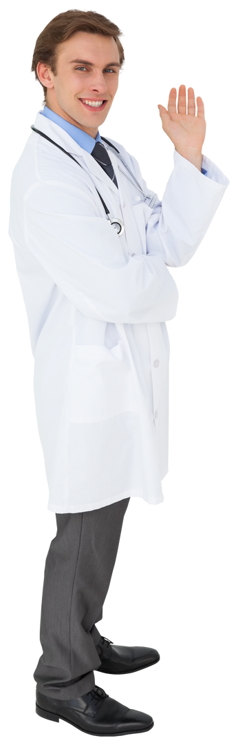 Transparent Image of Smiling Male Doctor Touching Screen - Download Free Stock Images Pikwizard.com