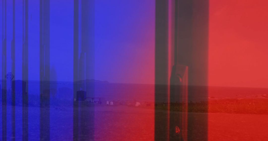 Abstract Smartphone Silhouette with Coastal Landscape Effect