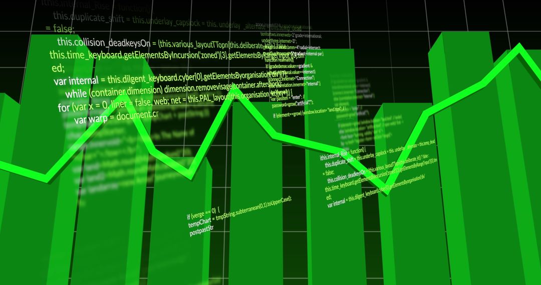 Green Line Chart with Financial Data on Dark Background