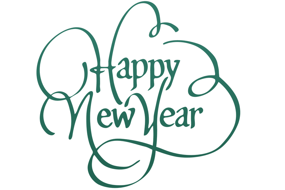 Elegant Happy New Year Decorative Text on Transparent Background