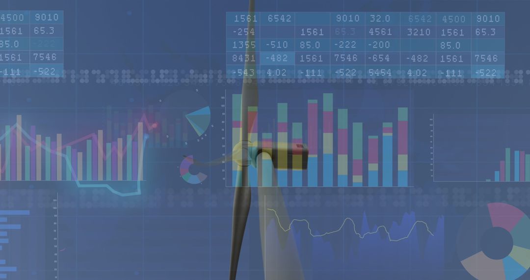 Financial Technology Overlay on Sustainable Wind Power - Free Images, Stock Photos and Pictures on Pikwizard.com