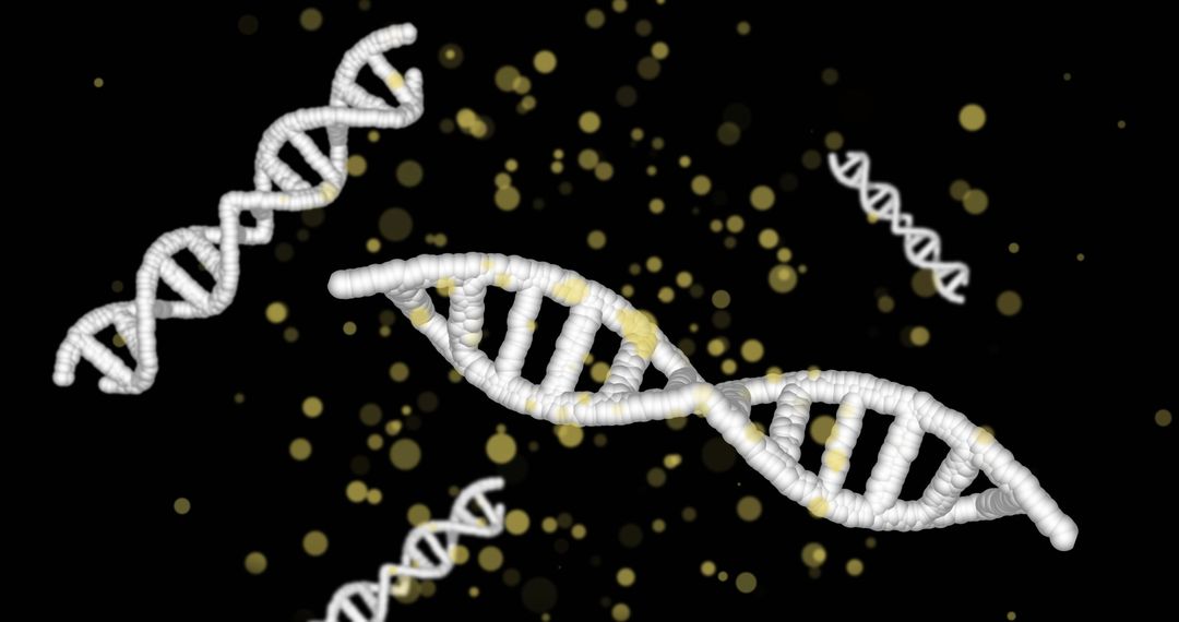 Abstract Digital Representation of DNA Strands on Black Background