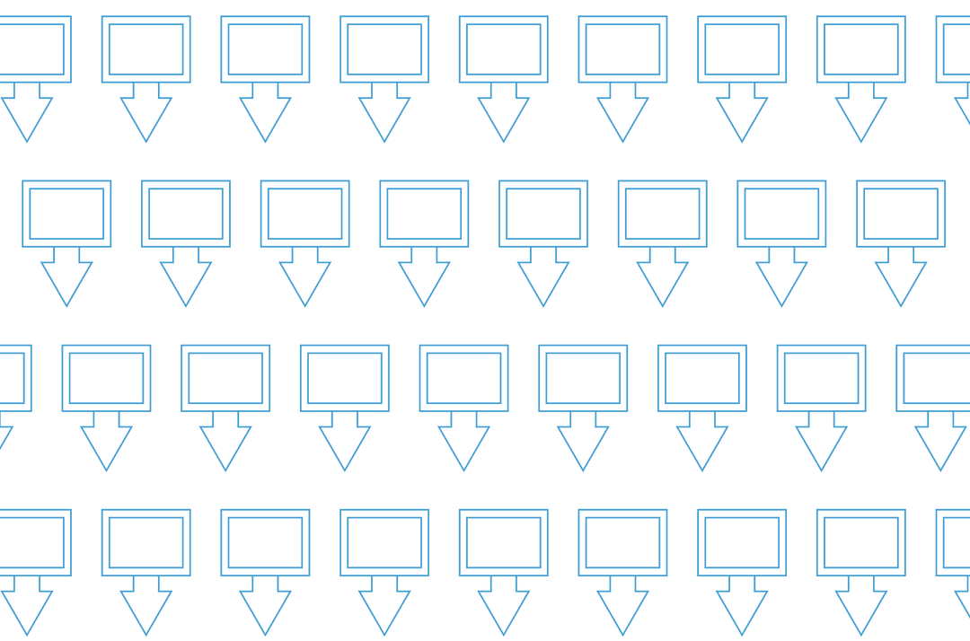 Patterned Rows of Blue Squares with Downward Arrows on Transparent Background