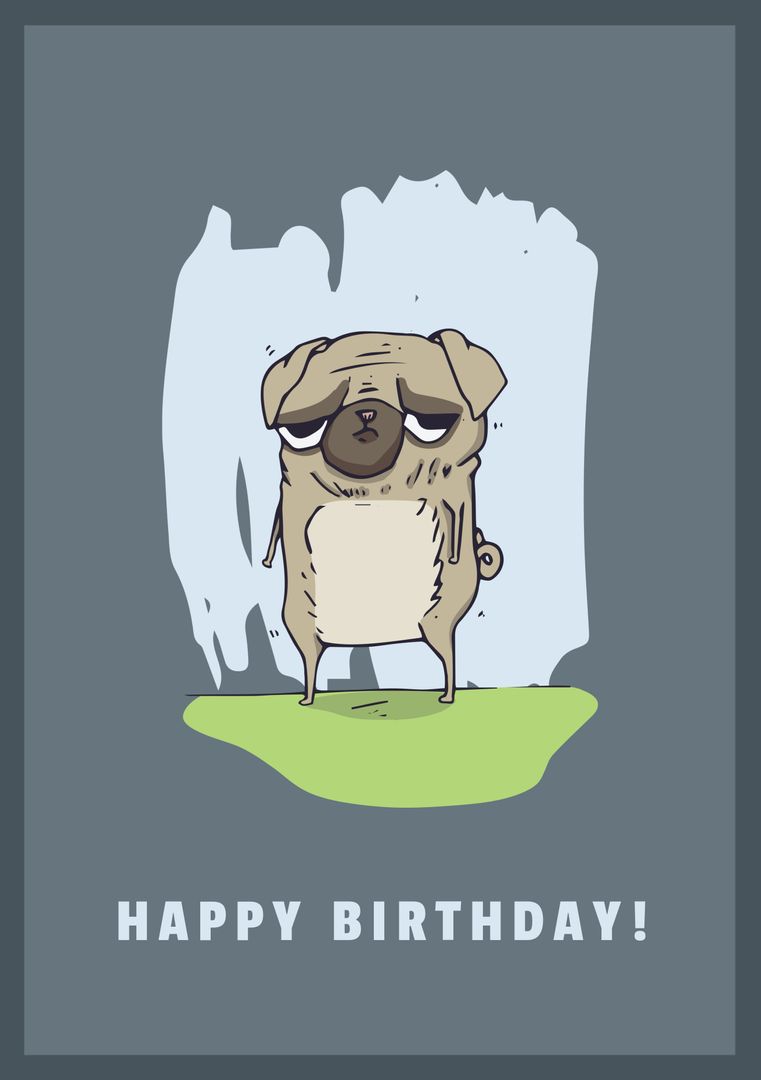 Whimsical Pug Illustration for Birthday Card Design - Download Free Stock Templates Pikwizard.com