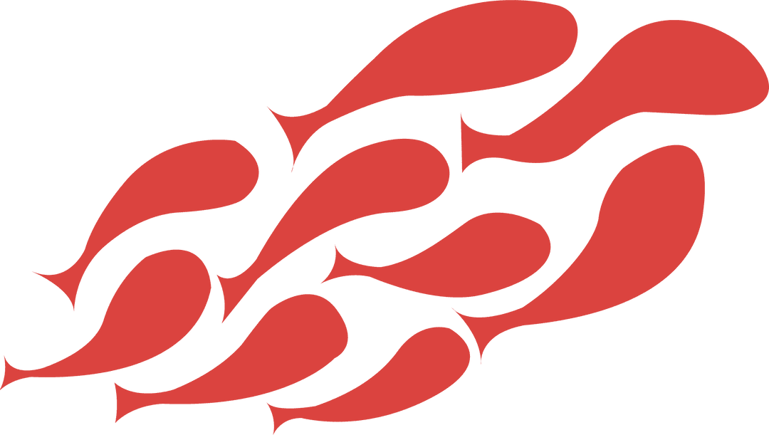 Dynamic Red Flame-Like Abstract Shapes on Transparent