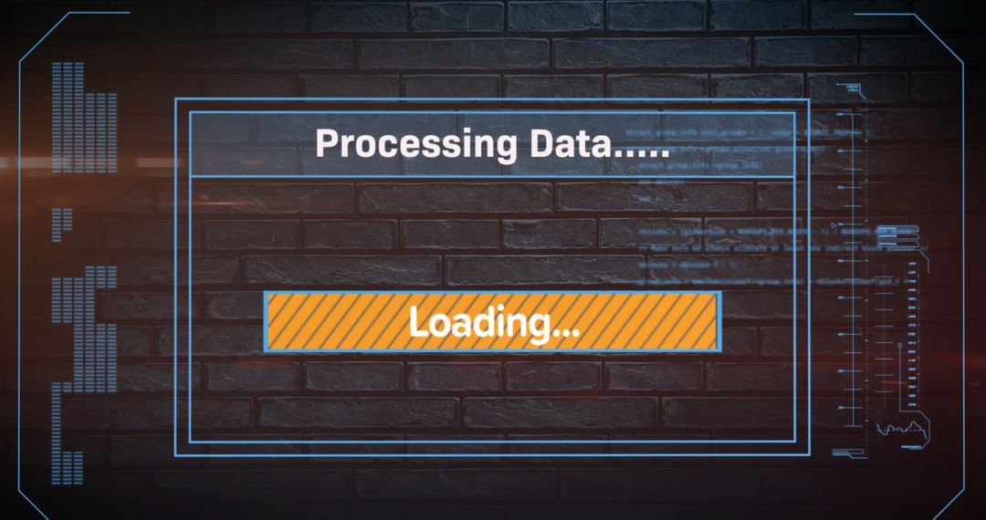 Digital Data Processing Interface on Dark Brick Background