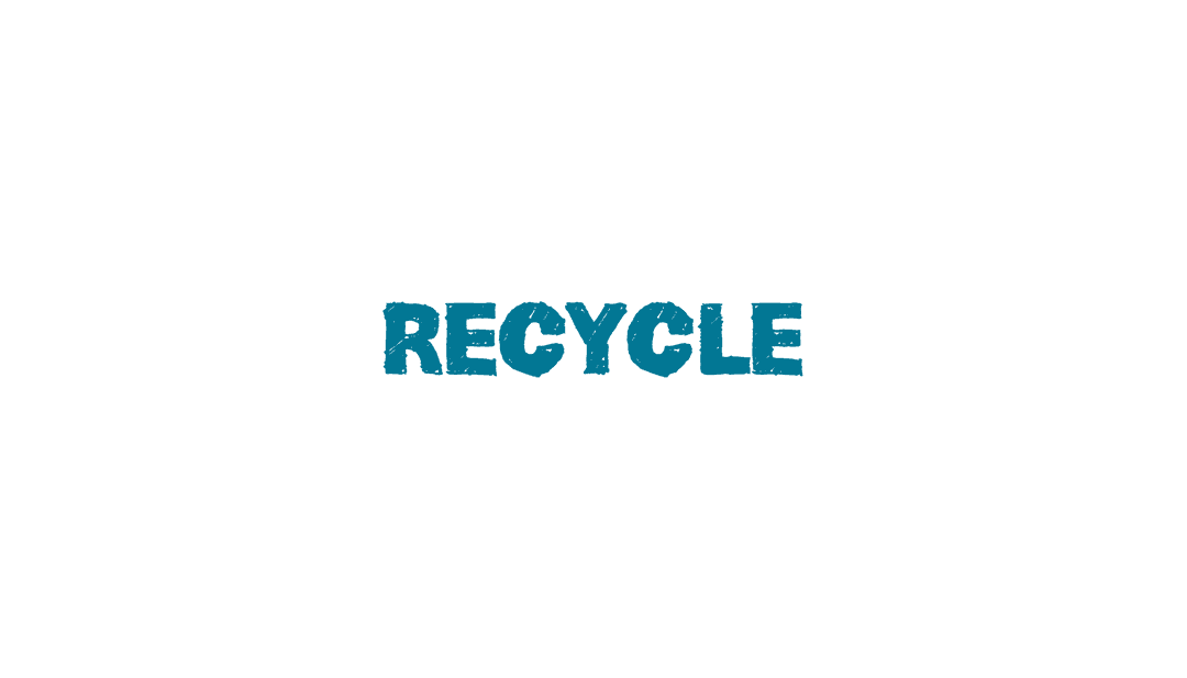 Blue Recycle Text on Transparent Background for Ecological Designs