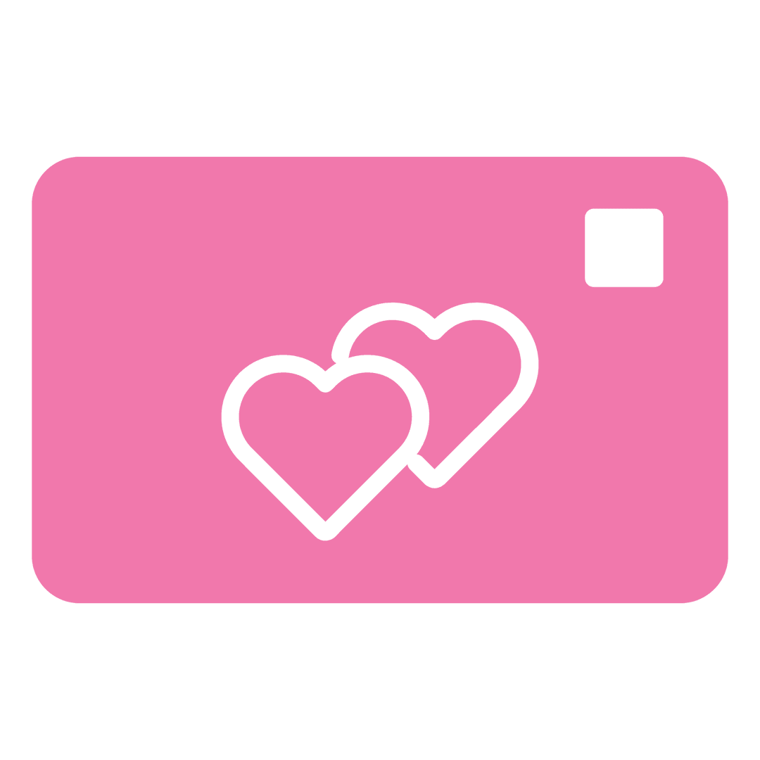 Pink Romantic Card with Two Hearts on Transparent Background