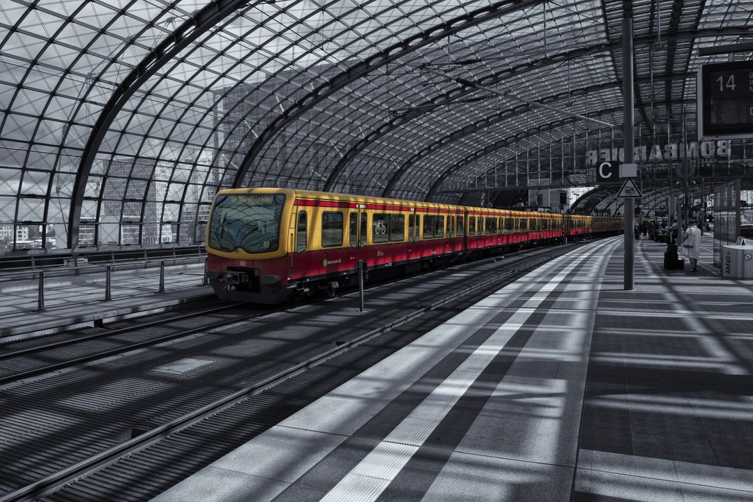 Modern Train Arriving at Futuristic Indoor Railway Station - Free Images, Stock Photos and Pictures on Pikwizard.com
