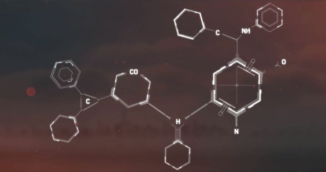 Futuristic Chemistry Interface Over Cityscape