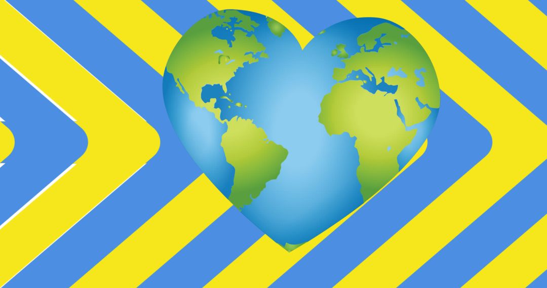 Heart Shaped Earth Overlapping Ukrainian Flag Design