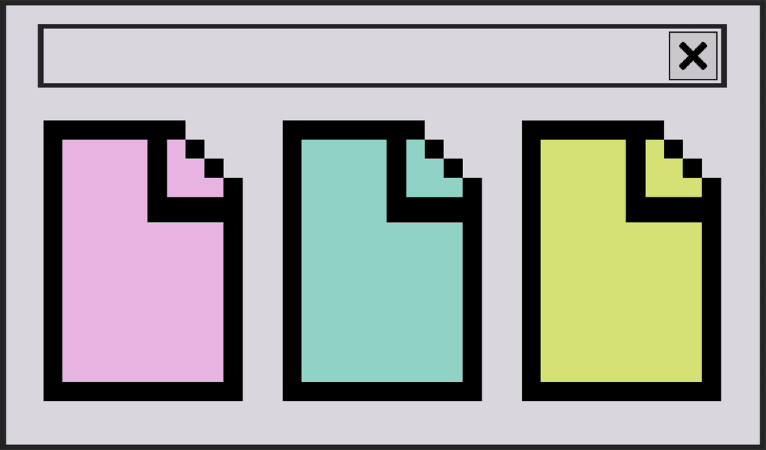 Transparent Pixel Art UI with Pastel Page Icons and Input Field