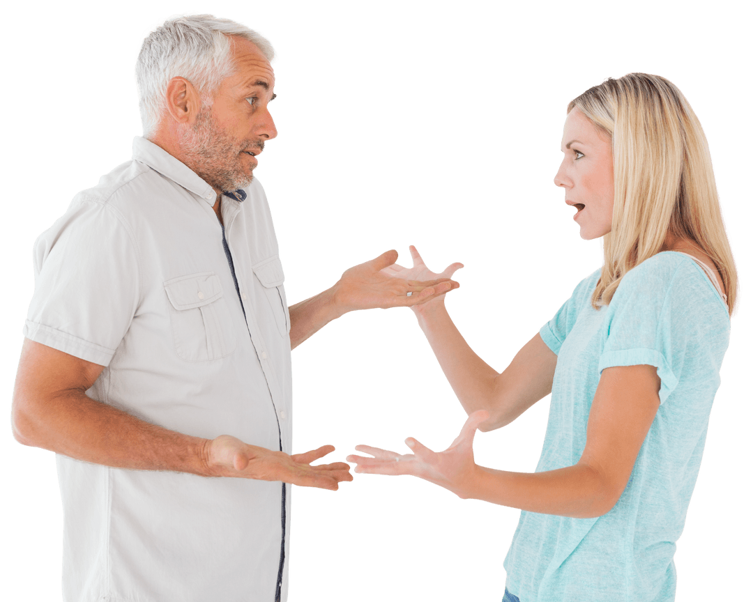 Frustrated Couple In Mid Argument On Transparent Background