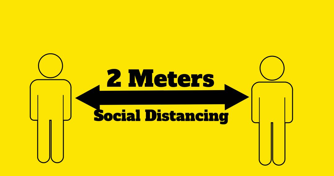 Social Distancing Instruction with Human Icons on Yellow Background