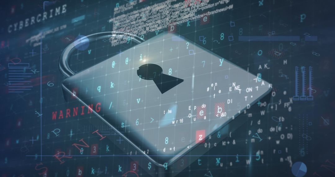 Cyber Lock Protecting Data amidst Digital Coding Background