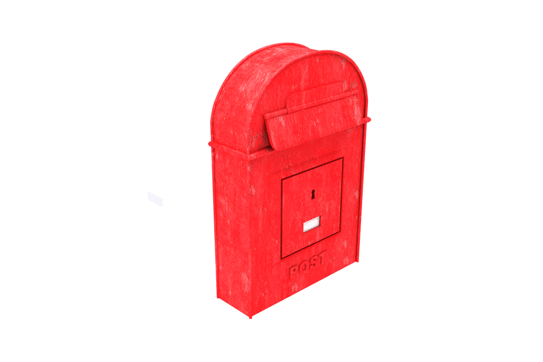 Vintage Red Transparent Mailbox Isolated on White Background