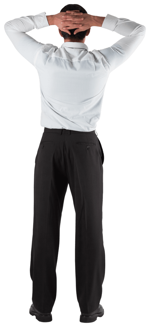 Businessman with Hands on Head Transparent Background
