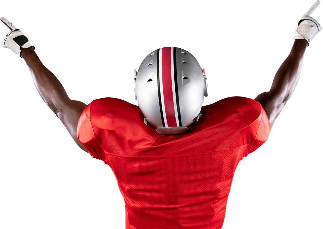 Transparent victory pose of american football player