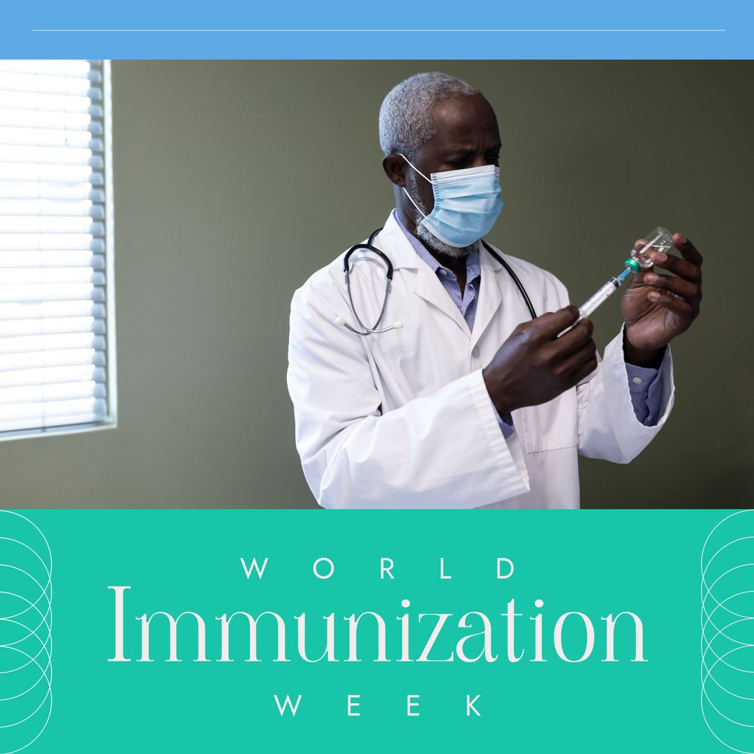 African American Doctor Preparing Vaccine for Immunization Campaign